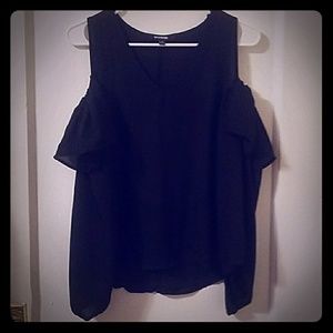 Black Open Shoulder Shirt